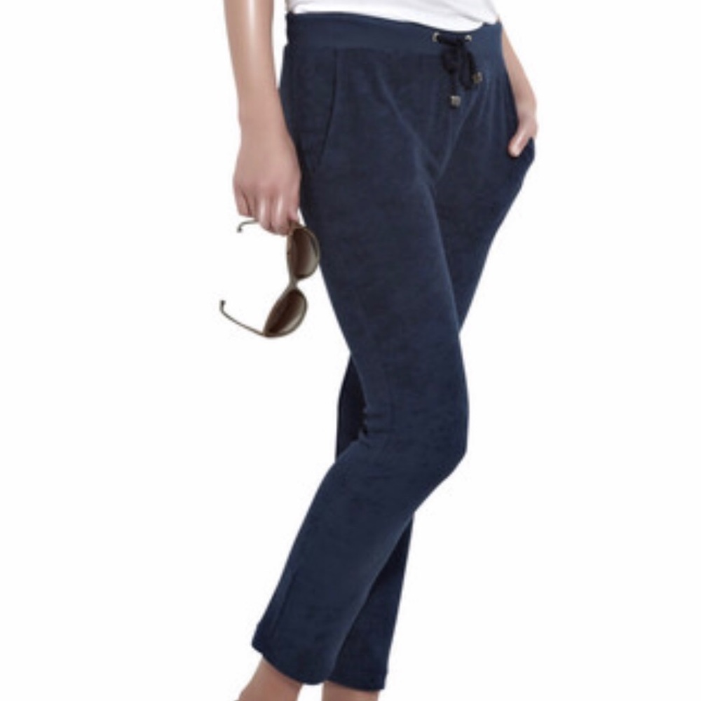 CHLOE navy terry cloth  harem/ lounge pants